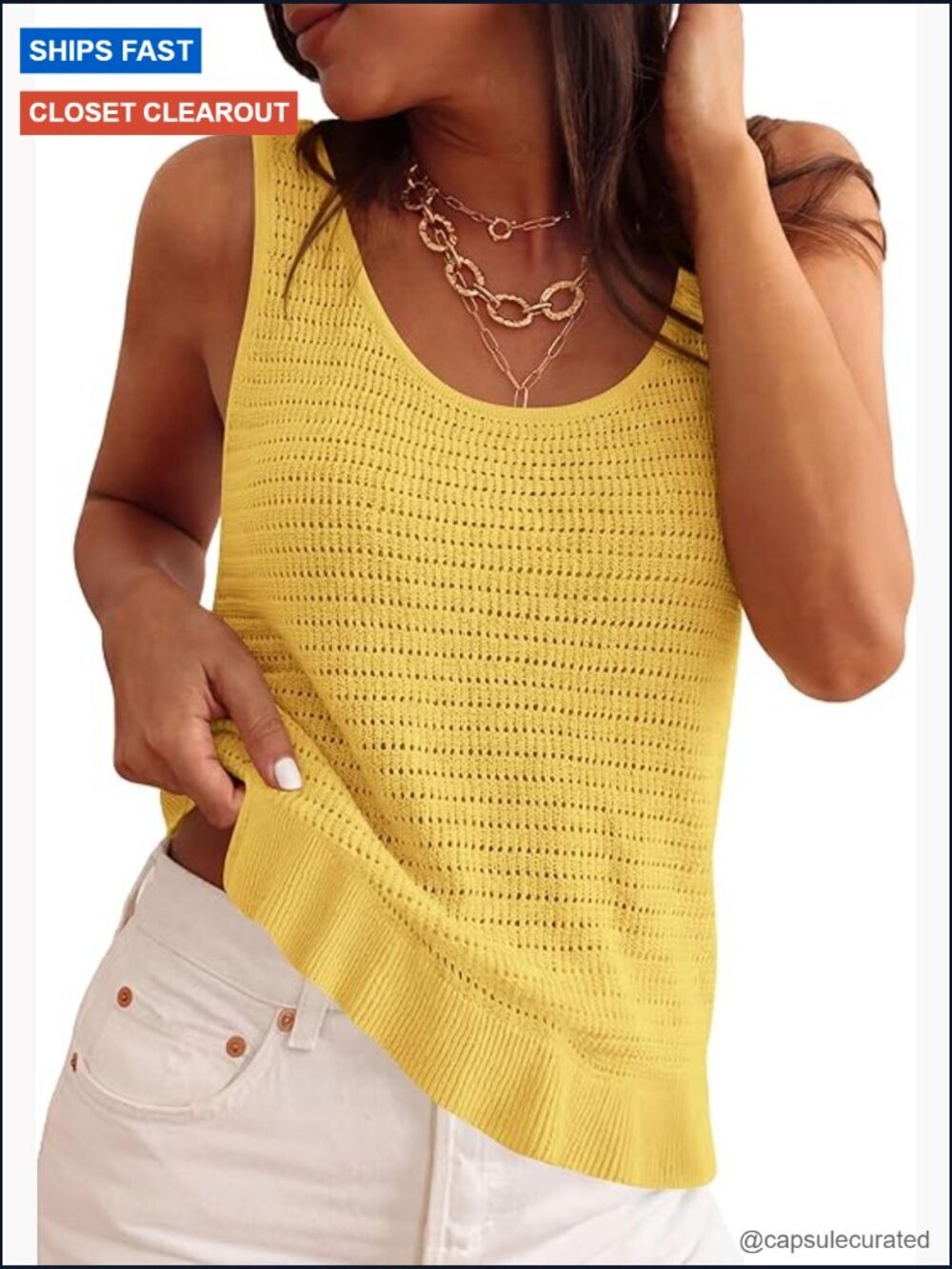 Crochet Sleeveless Sweater Tank Top Boho Knit Vest Summer Casual